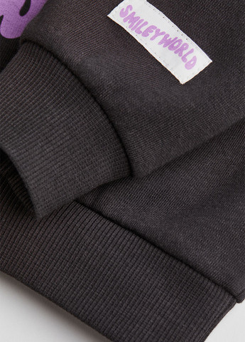 H&M свитшот надпись темно-серый кэжуал, спортивный хлопок