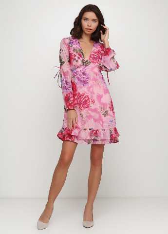 Розовое кэжуал платье Yumi с цветочным принтом