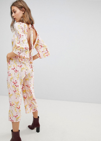 Комбинезон Vero Moda комбинезон-брюки цветочный комбинированный кэжуал полиэстер