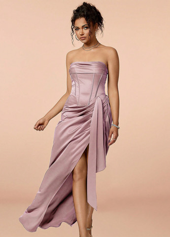 Лілова вечірня сукня з корсетом SHEIN однотонна