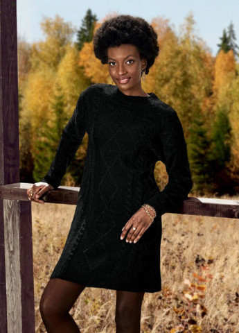 Черное кэжуал платье платье-свитер Esmara однотонное