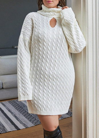 Білий кежуал сукня сукня светр SHEIN однотонна