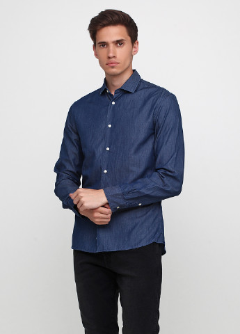 Синяя кэжуал рубашка в полоску Celio