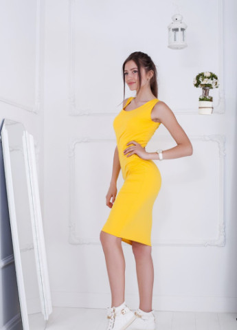 Жовтий кежуал трендові молодіжне плаття-майка до колін kerry жовтий Podium однотонна