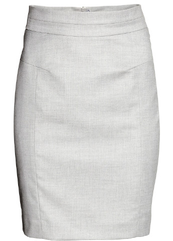 Светло-серая офисная однотонная юбка H&M миди