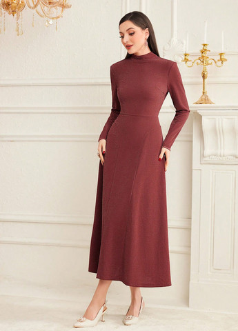 Бордовое праздничный, вечернее, кэжуал платье клеш SHEIN меланжевое
