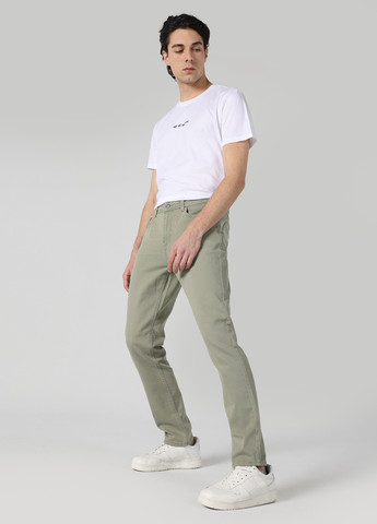 Серо-зеленые кэжуал демисезонные прямые брюки Colin's