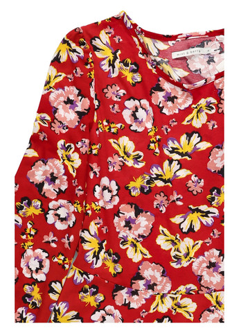 Красное кэжуал платье клеш MINT&BERRY с цветочным принтом