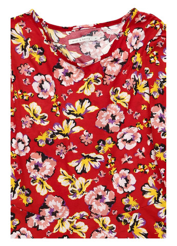 Красное кэжуал платье клеш MINT&BERRY с цветочным принтом