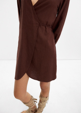 Коричневое кэжуал платье на запах Parfois однотонное