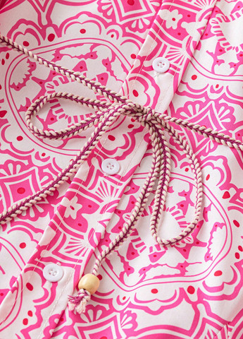 Розовое кэжуал платье рубашка SHEIN с орнаментом