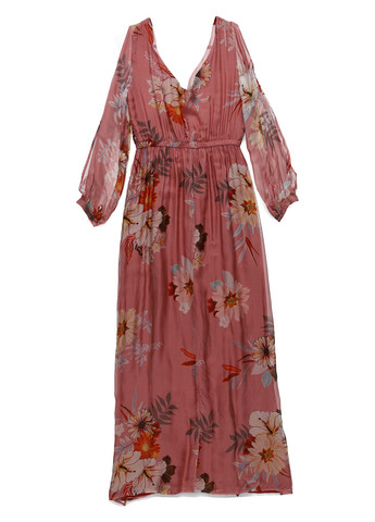 Розово-коричневое кэжуал платье клеш Nazarenogabrielli с цветочным принтом