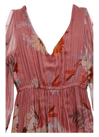 Розово-коричневое кэжуал платье клеш Nazarenogabrielli с цветочным принтом