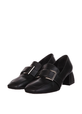 Черные женские кэжуал туфли прозрачные на среднем каблуке - фото