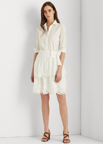 Молочное кэжуал платье рубашка Ralph Lauren однотонное