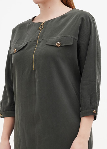 Оливковое (хаки) кэжуал платье Sassofono однотонное