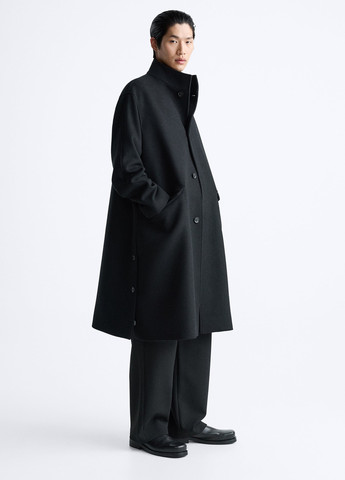 Черное демисезонное Пальто оверсайз Zara