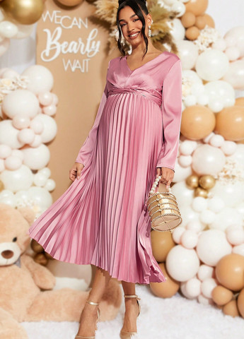 Рожева святковий, вечірня сукня для вагітних плісована SHEIN однотонна