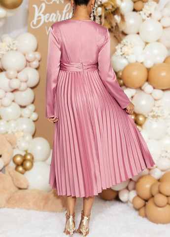 Рожева святковий, вечірня сукня для вагітних плісована SHEIN однотонна