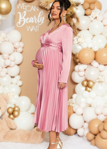 Рожева святковий, вечірня сукня для вагітних плісована SHEIN однотонна