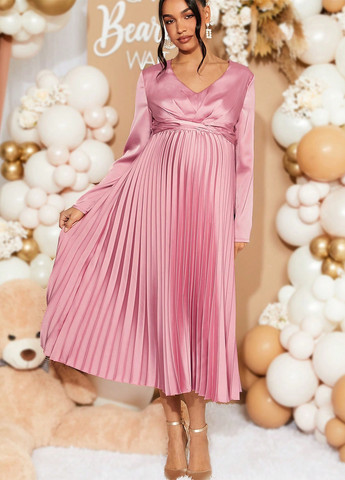 Рожева святковий, вечірня сукня для вагітних плісована SHEIN однотонна