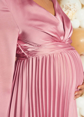 Рожева святковий, вечірня сукня для вагітних плісована SHEIN однотонна