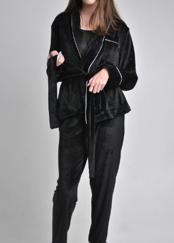Черная всесезон велюровая пижама - домашний костюм Fashion Club