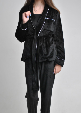 Черная всесезон велюровая пижама - домашний костюм Fashion Club