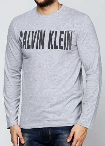 Серый демисезонный кэжуал лонгслив Calvin Klein с надписями