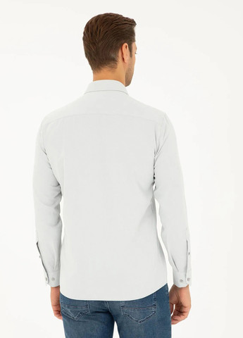 Серая кэжуал рубашка однотонная Pierre Cardin