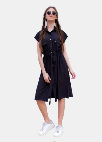 Черное кэжуал платье рубашка Modna Anka однотонное
