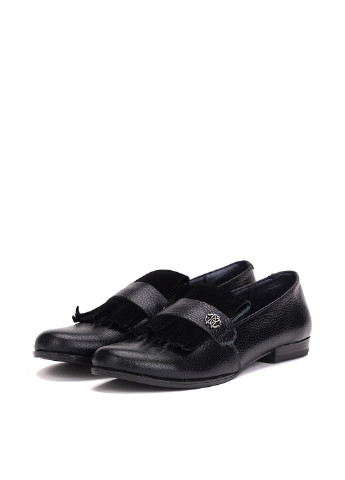 Черные женские кэжуал туфли с кисточками на низком каблуке - фото