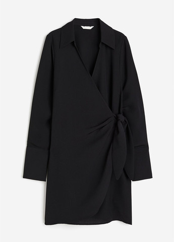 Чорна кежуал сукня на запах H&M однотонна