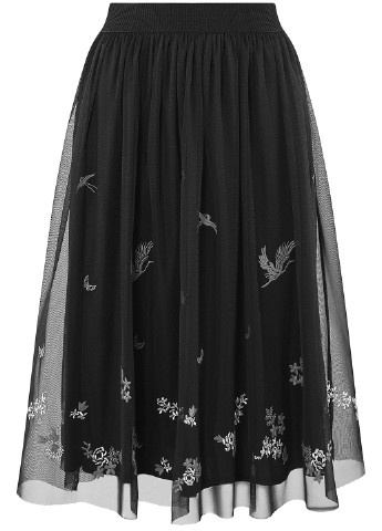 Черная кэжуал с рисунком юбка Oodji миди