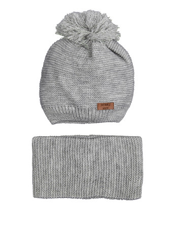 Серый демисезонный комплект (шапка, шарф-снуд) Mari-Knit