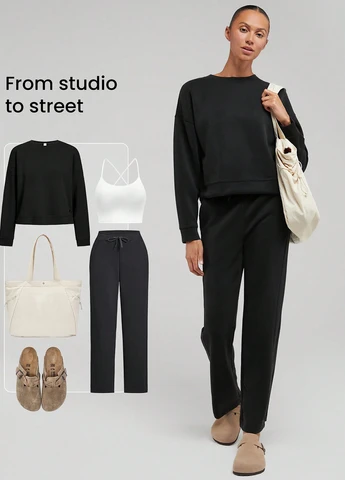 Черный свитшот SHEIN однотонный без декора (339507422)