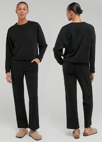 Черный свитшот SHEIN однотонный без декора (339507422)