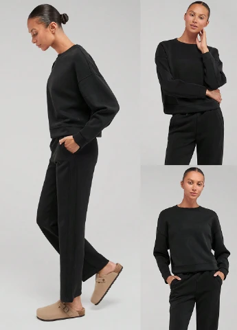 Черный свитшот SHEIN однотонный без декора (339507422)