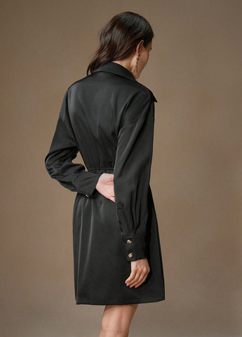 Чорна кежуал сукня сукня-сорочка SHEIN однотонна