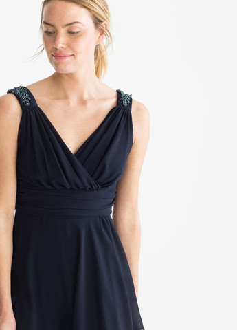 Темно-синя коктейльна сукня кльош, на запах C&A однотонна