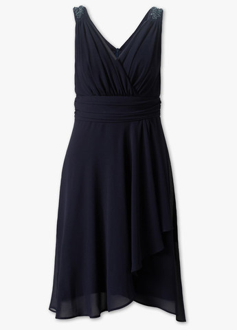 Темно-синя коктейльна сукня кльош, на запах C&A однотонна