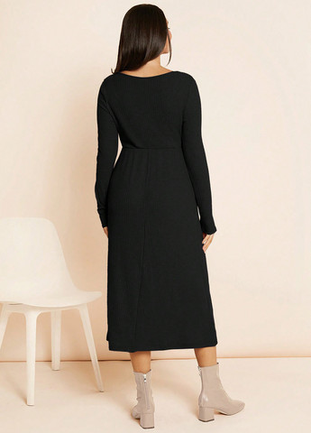 Чорна кежуал сукня для вагітних сукня светр SHEIN однотонна