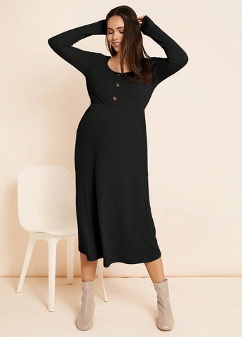 Чорна кежуал сукня для вагітних сукня светр SHEIN однотонна