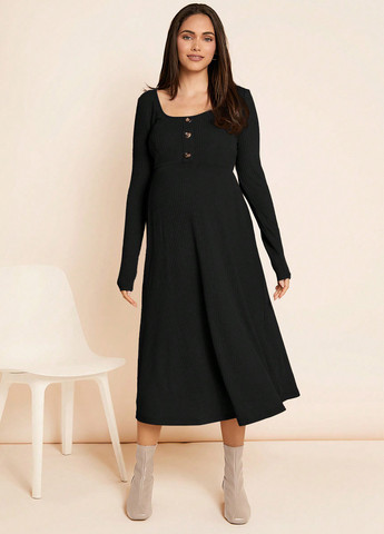 Чорна кежуал сукня для вагітних сукня светр SHEIN однотонна