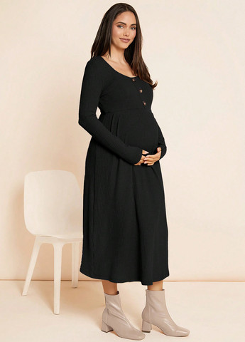 Чорна кежуал сукня для вагітних сукня светр SHEIN однотонна