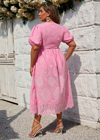 Розовое кэжуал платье в стиле ампир SHEIN с орнаментом