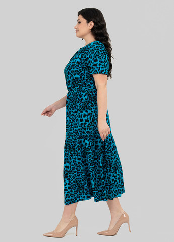 Комбинированное кэжуал платье а-силуэт A'll Posa леопардовый