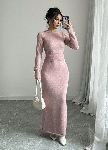 Рожевий демісезонний комплект (светр, спідниця) SHEIN