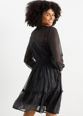 Черное вечернее платье клеш C&A однотонное