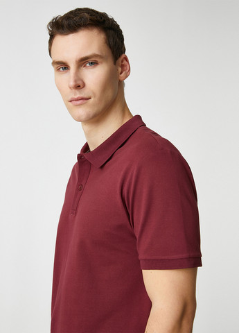 Бордовая футболка-поло для мужчин KOTON однотонная